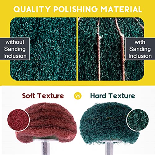 10Pcs Non Woven Abrasive Buffing Pads Wheels Drill Attachment Set, Scouring Pads Wheel with 1/4" Shank, Rotary Buffer Tool Accessories for Polishing Mirror Stainless Steel Copper Aluminum