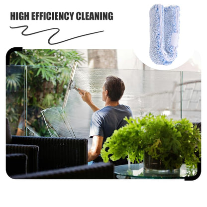 OUNONA Replacement Window Scrubber Pads 4-Pack Reusable Microfiber Squeegee Sleeves for Window Cleaning Bathroom Mirrors Tabletops 14.17X2.75X1.57 Inch