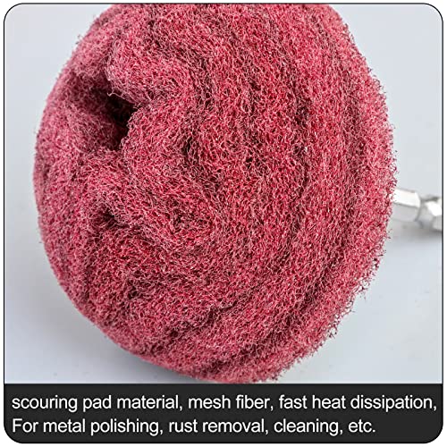 6PCS Non Woven Abrasive Buffing Polishing Wheel Drill Attachment Set,Scouring Pads Power Scrubber Cleaning Kit, Power-Operated Abrasive Wheels（ Green red Gray 1/4” Shank