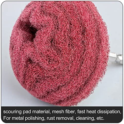6PCS Non Woven Abrasive Buffing Polishing Wheel Drill Attachment Set,Scouring Pads Power Scrubber Cleaning Kit, Power-Operated Abrasive Wheels（ Green red Gray 1/4” Shank