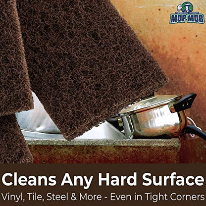 Heavy Duty XL Brown Scouring Pad 5 Pack. 10 x 4.5in Large Multipurpose Nylon Scrubbing Sponges. Clean Bathrooms, Kitchens, Counters and Floors to Erase Grime and Make Surfaces Sparkle