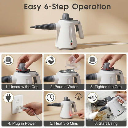 Handheld Steam Cleaner with 14 Accessories, High-Pressure Multi-Surface Steam Cleaner for Grout, Tile, Floors, Kitchen, Bathroom, Upholstery, and Car Detailing