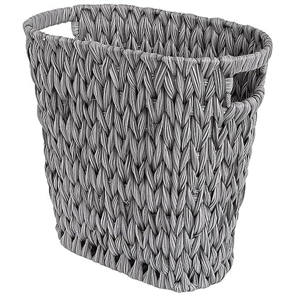 GRANNY SAYS Wicker Waste Basket - Waterproof, Space-Saving, 15L/4Gallon, Bathroom & Bedroom Trash Can - color: Gray, size: Rectangular - 13"L x 7½"W x 12¼"H