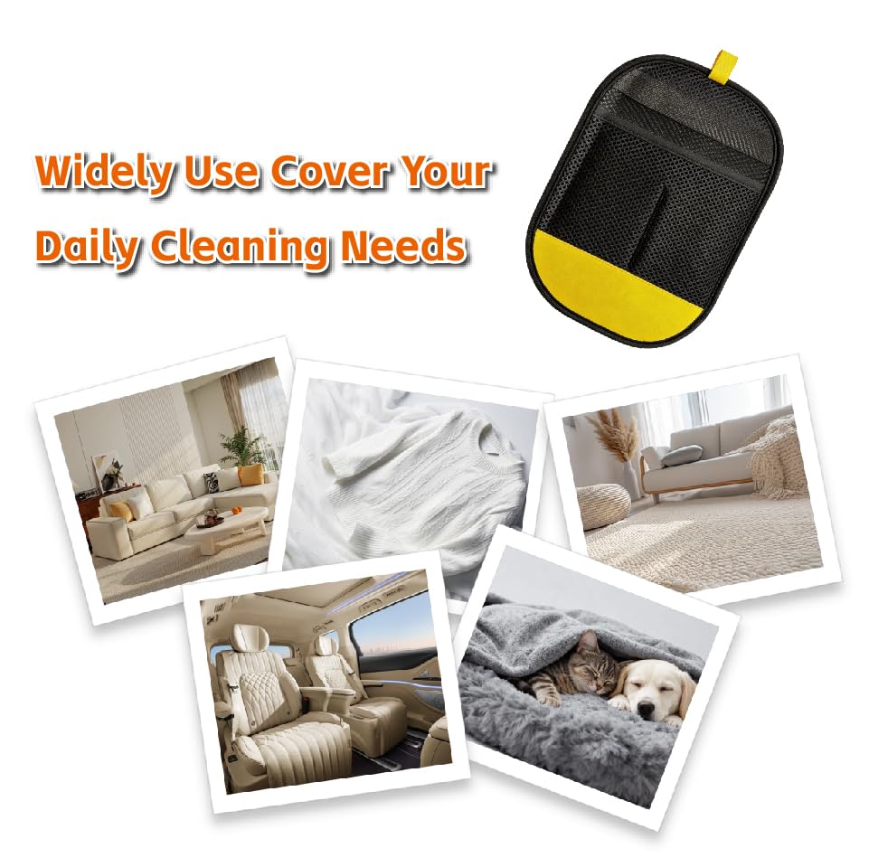 Pet Hair Remover Glove for Dogs and Cats - Reusable Electrostatic Hair Removal Mitt for Furniture, Couch, Carpet, Car Seat, and Clothing (Black Yellow, 1 Pack)