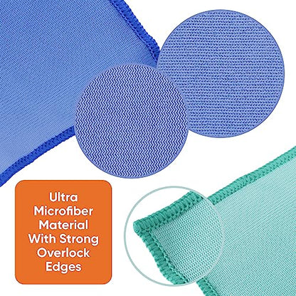 Superio Microfiber Glass Cleaning Cloth, Mirror & Window Miracle Cloth Lint & Streak Free, Washable, Large Eco-Friendly for Electronics, Cars, Tv Screens, Glasses... - color: Green/Blue