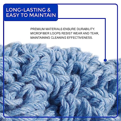 Nine Forty 12-Pack Industrial and Commercial-Grade Looped End Wet Mop Head Refill - Heavy Duty 20 Inch 4-Ply Premium Synthetic Yarn - for Optimal Absorption and Durability - Blue (12 Pack, Large) - color: Blue (Pack of 12)