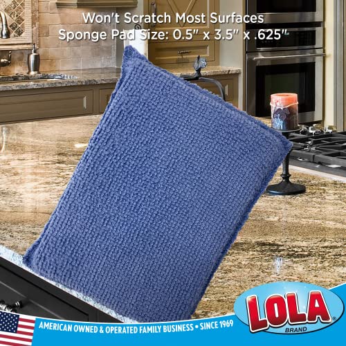 LOLA Microfiber Terry & Nylon Net Sponge Scrubber Pad, Non Scratch 2-Way Cleaning, Gently Scrubs & Wipes Clean, 1 Count - size: 1 Count, style: Microfiber Terry & Nylon Net Sponges