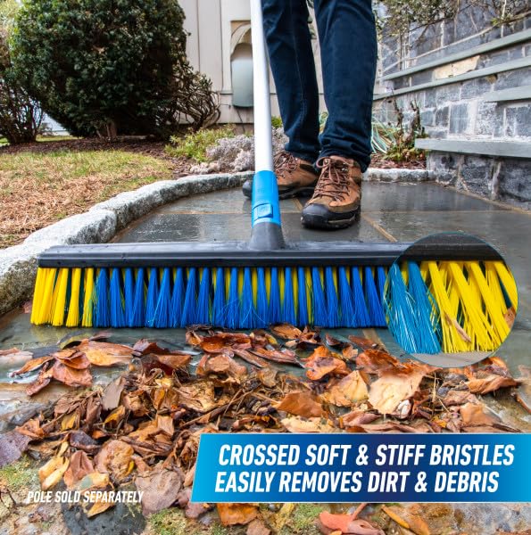 Unger Professional Lock-On 24” Multi-Purpose Push Broom – Professional Grade, Dual-Bristle Push Broom, with Water-Flow Action Floor Sweeper for Home & Business