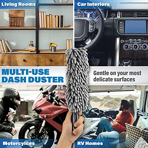 Relentless Drive Car Duster Interior 14" – Ultimate Dash Duster for Women & Men, Chenille Car Accessories Interior, Lint & Scratch-Free