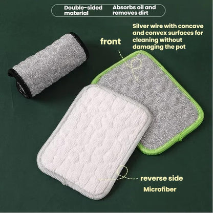 10Pcs Multipurpose Wire Dishwashing Rags for Wet and Dry, Double Layer Wire Cleaning Cloths for Sinks Pots Pans, Thick Non Scratch Dishcloth Scrubbing Pads Kitchen Supplies, Towel Cleaning