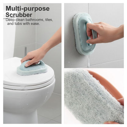 Cleaning Brush for Bathroom Kitchen All Purpose Shower Sponge Scrubbing Brush with Ergonomic Handle (Green) - color: Green