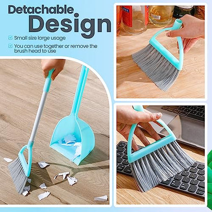 Roshtia 3 Pcs Mini Broom with Dustpan for Kids Broom and Dustpan Set Toddler Cleaning Set Boys Girls Small Cleaning for Kitchen Bathroom Pet (Yellow,Red,Green) - color: Yellow, Red, Green