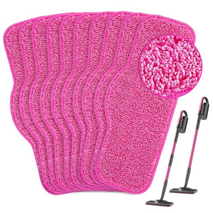 KEEPOW 10 Pack Microfiber Steam Mop Pads Compatible with Schenley Steam Mop Cleaner, Washable and Reusable Replacement Mop Pads Accessoriess Fit for Steam Mop SLFCSM064 & SLFCSM063 - color: Pink, 10 Pack
