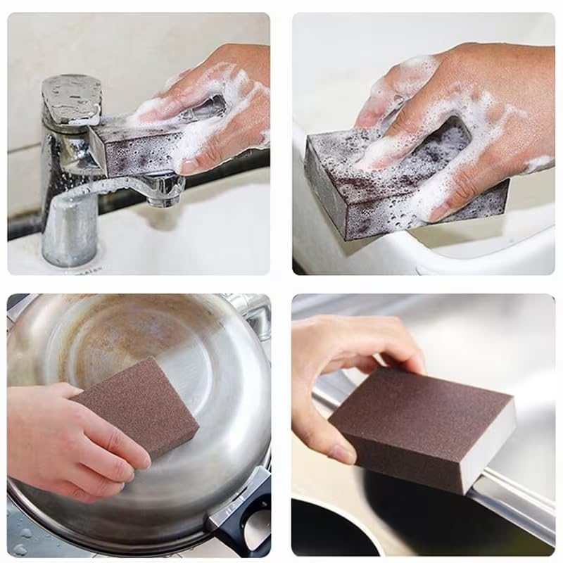 4pcs Heavy Duty Diamond Sand Pot Scrubber - Abrasive Block for Grease, Burnt Food, Pots, Pans, Grills, Sinks - Non-Scratch Kitchen Cleaning Pad for Home & Commercial Use 0.98"x2.76"x3.94"