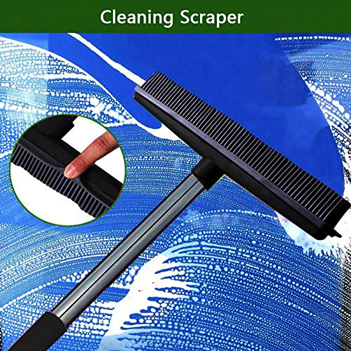 Multifunction Telescopic Floor Carpet Broom Pet Hair Dust Removal Cleaner Sweeper Tools (Black) - color: Black