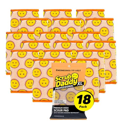 Scrub Daddy Scour Daddy XL - Large Heavy Duty Sponge & Non Scratch Scouring Pad - 18 Pack of Bulk Sponges & Commercial Cleaning Supplies - Durable & Odor Resistant (18 Count) - style: Scour Daddy XL
