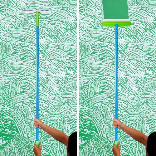 Forgrace Flexible Silicone Squeegee T-Bar Water Blade Microfiber Scrubber with Long Handle for Car Home Glass Professional Car Windshield Squeegee Window Cleaning Kit for Shower Glass Mirror Door Car