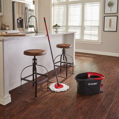 O-Cedar Easywring Microfiber Spin Mop & Bucket Floor Cleaning System with 1 Extra Refill,Red / Gray - color: Easywring Spin Mop & Bucket + 1 Extra Refill
