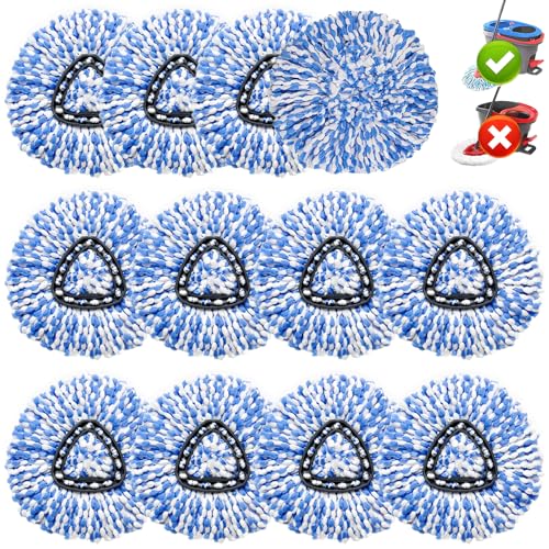 12 Pack Spin Mop Replacement Head,Fit for Rinse Clean 2-Tank System, Microfiber Mop Head Replacement Easy Wring Mop,Refill Mop Replace Head for Floor Cleaning - size: 12Pack