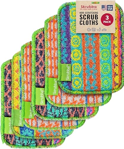 Wet-it! Skrubba 6-Pack Reusable Dish Scrubbers – Non-Scratch Scouring Pads for Kitchen & Household – Eco-Friendly, Dishwasher Safe Scrub Sponges for Dishes, Pots & Pans (Vogue) - color: Variety, size: 6-Pack