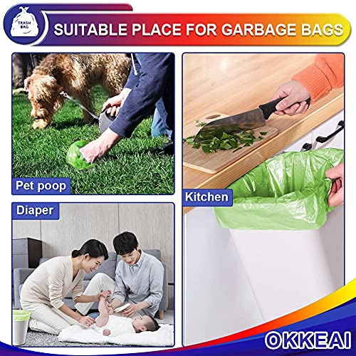 OKKEAI 3 Gallon Small Trash Bags 100 Counts Small Trash Can Liners Garbage Bags Mini 10L Wastebasket Bin Liners Bags for Bathroom Kitchen Bedroom Living Room Office,Green - style: 3 Gallon-100-Green