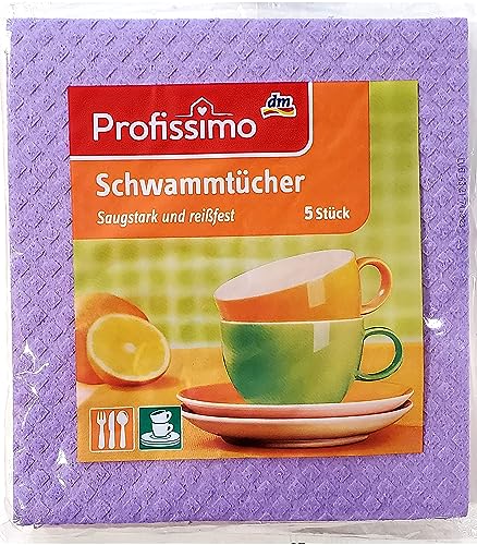 Sponge Cloths Imported from Germany - 5 Pack Reusable Cellulose Dishcloths - schwammtücher Absorbent Swedish Hand Towels for Kitchen, Counters & Washing Dishes - Eco Friendly Gift for Home