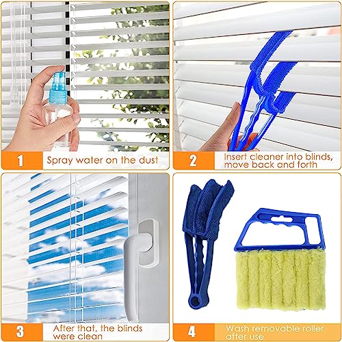 Blind Cleaner Duster Tool, 7 Finger & 3 Finger Window Venetian Blind Brushes, Washable Mini Cleaner Brush, Venetian Blinds Duster Brush for Window & Air Conditioner Fan, 2 Pack, Green, PP+Microfiber - color: Green