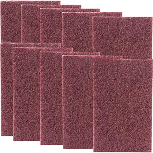 Heavy Duty XL Red Scouring Pads. 6x9 in 10 Pack of Scrubber Tools for Cleaning Stainless Steel Pots, Pans, Grills and Griddles. Extra Large Pad for Outdoor Use on Railings and Tiles. - size: 10 Count (Pack of 1)