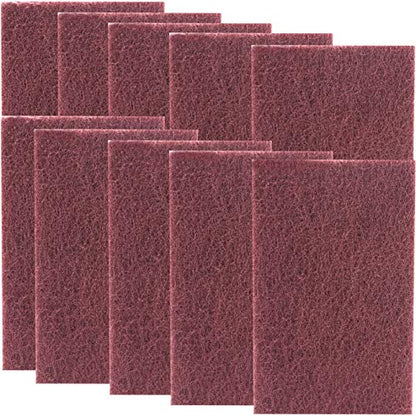 Heavy Duty XL Red Scouring Pads. 6x9 in 10 Pack of Scrubber Tools for Cleaning Stainless Steel Pots, Pans, Grills and Griddles. Extra Large Pad for Outdoor Use on Railings and Tiles. - size: 10 Count (Pack of 1)