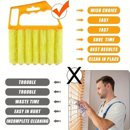 2pcs Microfibers Washable Window Cleaning Brushes for Effortless Dust Collection and Blinds Cleaning, Yellow - color: Yellow