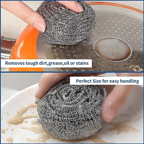 Stainless Steel Scrubber Scrubbing Scouring Pad Sponges Clean Pot Pan and Steel Wool for Kitchen Bathroom (10Pcs Metal Scrubber) - size: 10Pcs Metal Scrubber