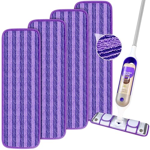 4 Pack Upgraded Reusable Mop Pads Compatible with Swiffer PowerMop, Mop Refill Pads Replacement for Swiffer Power Mop Spray Mop Pads for Multi-Surface Floor Cleaning, Quality Updated Cationic Material - size: 4 Pack Loop Pads for Swiffer Power Mop