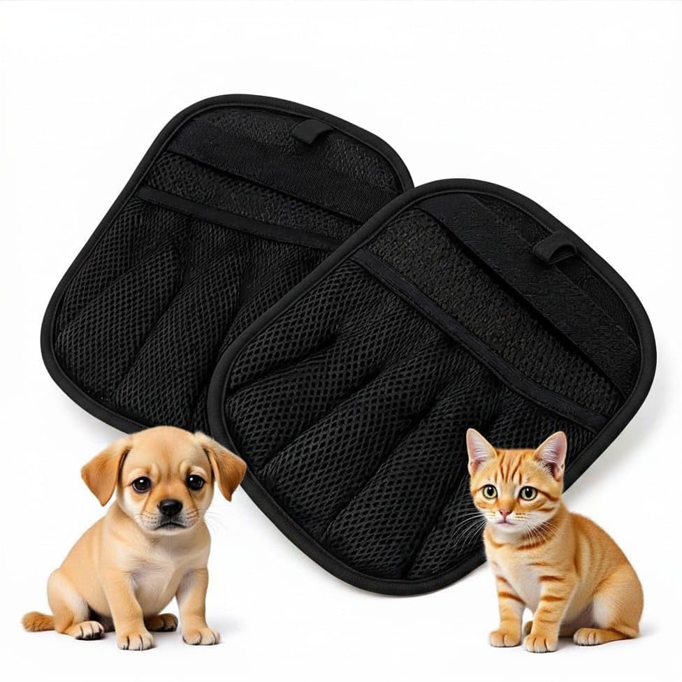 Pet Hair Remover Mitts (2 Pack) for Cats & Dogs – Reusable Electrostatic Hair Removal Pads with Ergonomic Hand Pocket for Furniture, Carpets, Couch, Car Seats, Clothing, Bedding & Laundry Lint | pet hair remover hand mitt pet hair remover mitt reusable pe