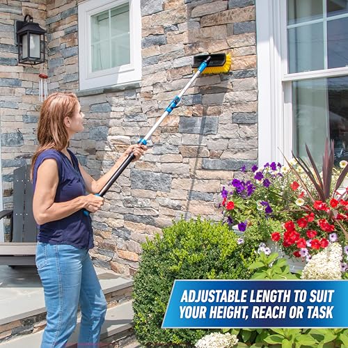Unger Professional Lock-On EZ Extend Pro Telescopic Pole, Extension 2.6’ to 5.3’, Telescoping Pole for Floor & Surface Cleaning, Use with Lock-On Brushes and Broom Head Cleaning Tools, Indoor/Outdoor