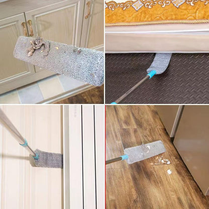 Flat Duster for Under Appliances, Retractable Gap Dust Cleaning Artifact,Bendable Microfiber Duster,Flat Duster with Extension Pole,Under Fridge Cleaning Tool (1 Set) - color: 1 Set