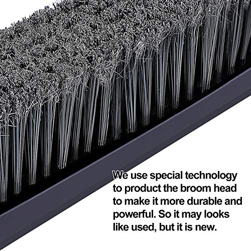 Yocada Push Broom Brush Stiff Bristles 12.8" Broom Head Telescopic Heavy-Duty Outdoor Commercial for Cleaning Bathroom Kitchen Patio Garage Deck Concrete Wood Stone Tile Floor