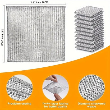 10 PCS Cleaning Sponges Multipurpose Wire Miracle Cleaning Cloths Wire Dishwashing Rags for Non-Stick Cookware, Kitchen, Sinks, Scrubs and Cleans for Dishes Easy Rinsing