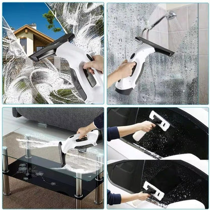 Window Vacuum Squeegee Cordless, Handheld Window Vac with Multi-Purpose Spray Bottle & Microfiber Cloth, Electric Cleaning Tool for Windows, Mirror, Countertop