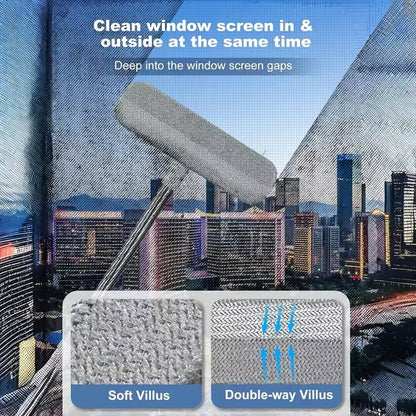 Boolavard Magic Window Cleaning Brush with a Telescopic Handle, Screen Cleaning Tool, Reusable Pet Hair Remover, Household Window and Door Cleaning Brush, Cleaning Supplies, Cleaning Tools