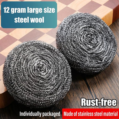 12Pcs Upgraded Steel Wool Scrubbers, Premium Stainless Steel Scrubber, Metal Scouring Pads, Steel Wool Pads, Kitchen Cleaner, Heavy Duty Cleaning Supplies