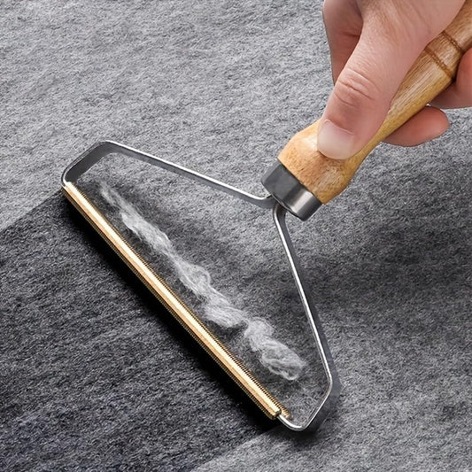 1pc Portable Manual Lint Remover - Double-Sided Fabric Shaver for Pet Hair, Clothes, Sofa & Carpet Cleaning (Brown) - color: Brown