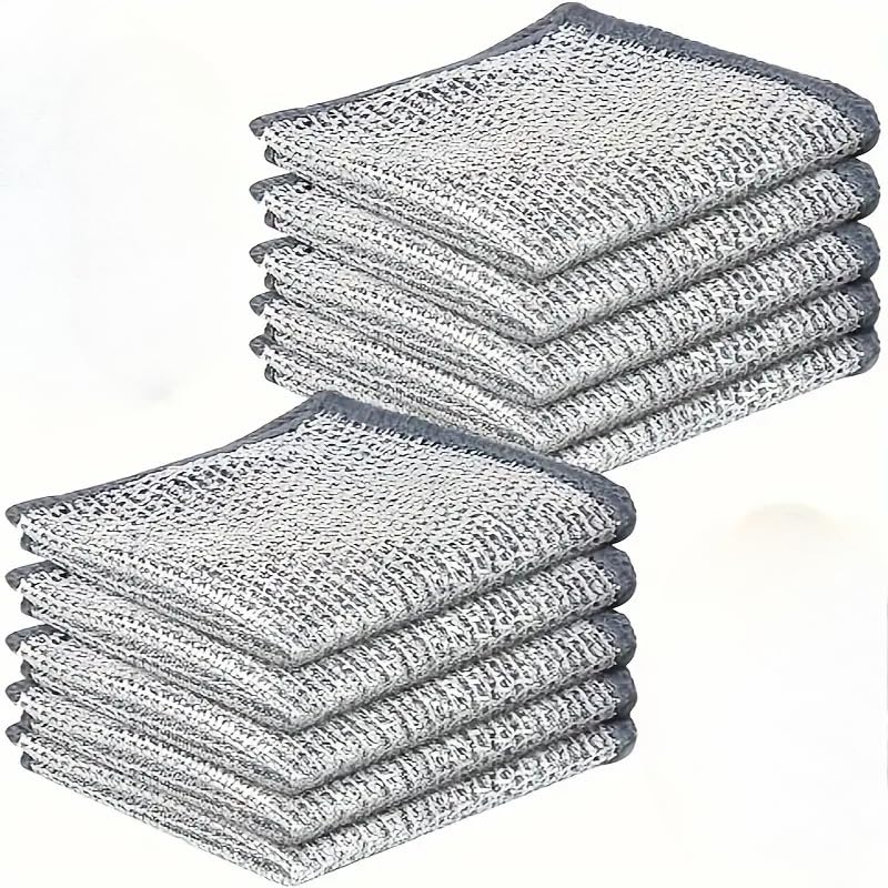 10 PCS Cleaning Sponges Multipurpose Wire Miracle Cleaning Cloths Wire Dishwashing Rags for Non-Stick Cookware, Kitchen, Sinks, Scrubs and Cleans for Dishes Easy Rinsing