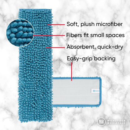 Microfiber Wholesale 18" Chenille Mucho Mop Pad - 2 Pack, Reusable & Washable Microfiber Mop Pads, Compatible with All 18" Flat Mops - size: 18" Pad