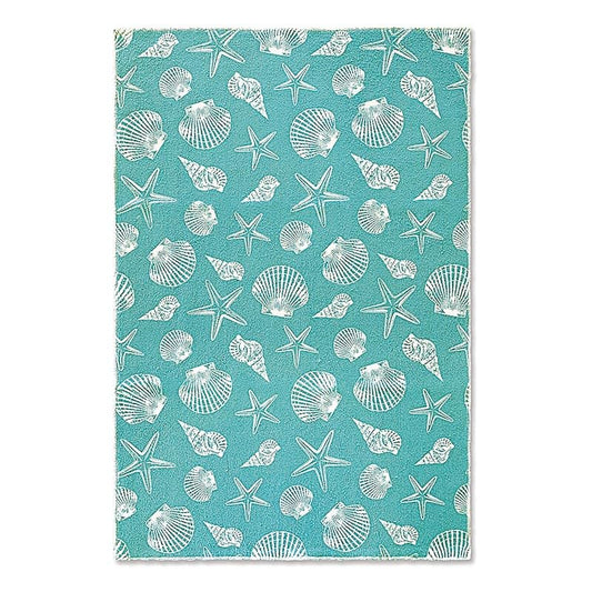 Island Heritage 2 Pieces Kitchen Towel Set, 16"" x 24"" Ultra Absorbent Microfiber Dish Towel for Kitchen Drying and Cleaning (Seashells), Small - color: Seashells