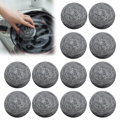 12Pcs Upgraded Steel Wool Scrubbers, Premium Stainless Steel Scrubber, Metal Scouring Pads, Steel Wool Pads, Kitchen Cleaner, Heavy Duty Cleaning Supplies