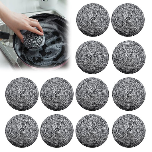 12Pcs Upgraded Steel Wool Scrubbers, Premium Stainless Steel Scrubber, Metal Scouring Pads, Steel Wool Pads, Kitchen Cleaner, Heavy Duty Cleaning Supplies