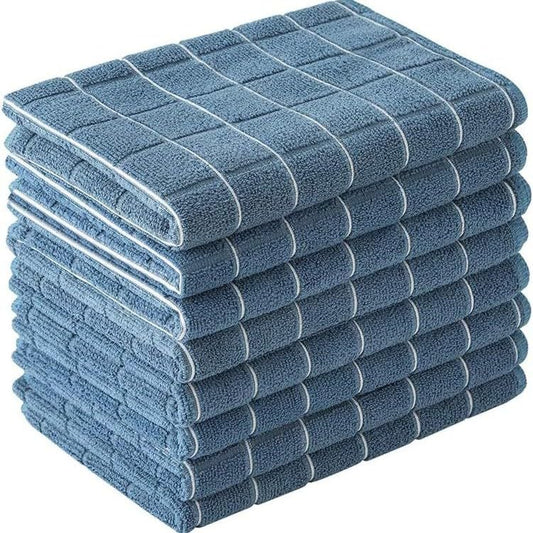 Microfiber Kitchen Towels and Cleaning Cloths, 4 Pack - Ultra Soft, Super Absorbent, Lint-Free - Lattice Pattern Dish Towels, 12x12 Inches（Blue） - color: Blue