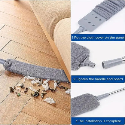 Boolavard Retractable Gap Dust Cleaner Cleaning Tools with 2 Microfiber Dusting Cloths Long Handle 60inches Washable and Retractable Duster Brush for Cleaning Under Appliances Furniture Couch Fridge