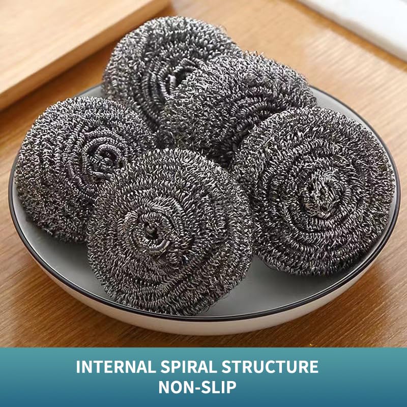 12Pcs Upgraded Steel Wool Scrubbers, Premium Stainless Steel Scrubber, Metal Scouring Pads, Steel Wool Pads, Kitchen Cleaner, Heavy Duty Cleaning Supplies