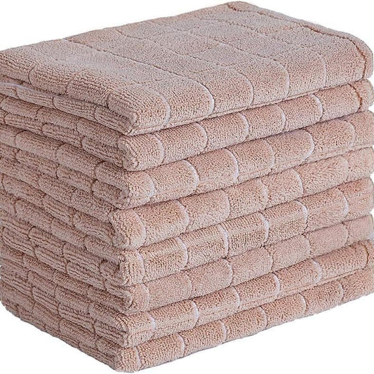 Microfiber Dish Towels Soft, Super Absorbent and Lint Free Kitchen Towels, 6 Pack Lattice Designed Gray Pink Blue Beige Colors 12 x 12 Inch - color: Beige, size: 12*12 Inch